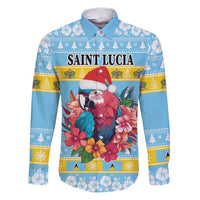 Saint Lucia Christmas Family Matching Puletasi and Hawaiian Shirt Saint Lucian Parrot With Hibiscus Flowers - Wonder Print Shop