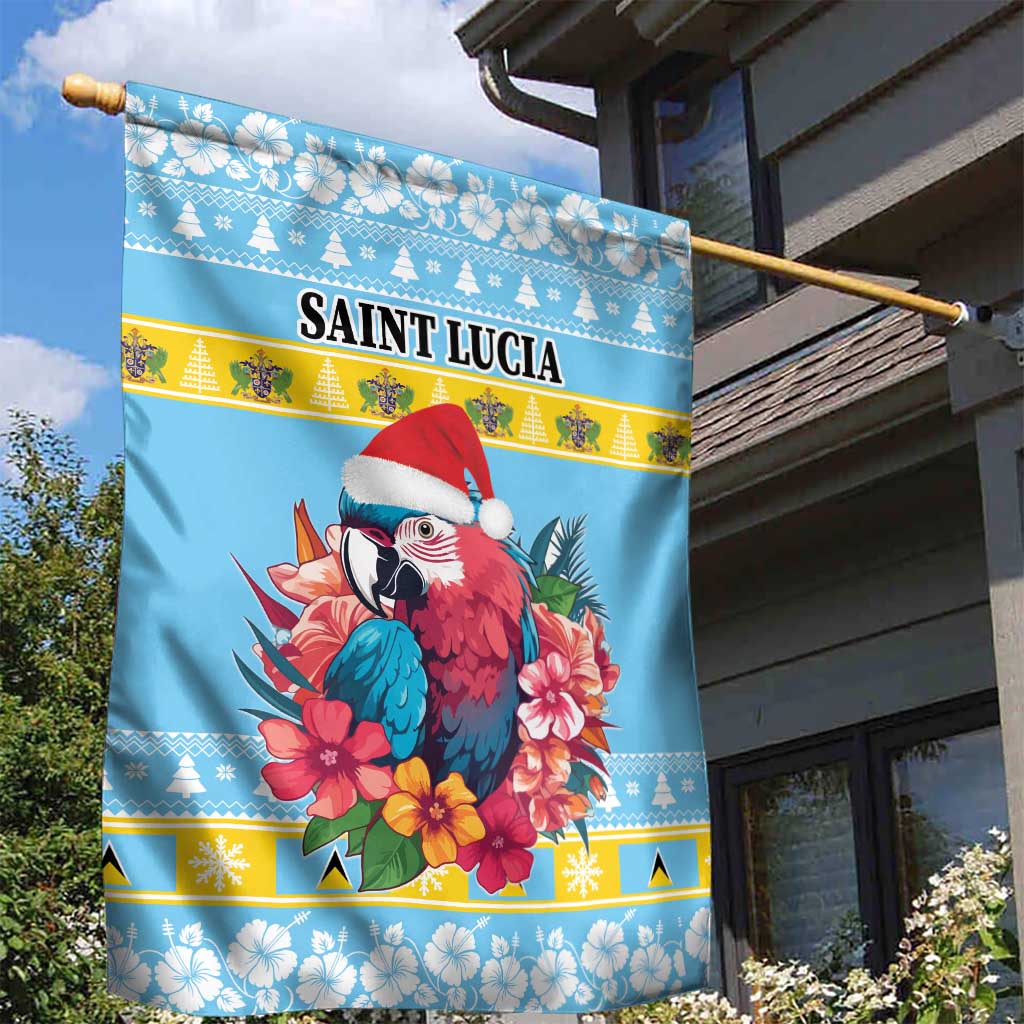 Saint Lucia Christmas Garden Flag Saint Lucian Parrot With Hibiscus Flowers - Wonder Print Shop