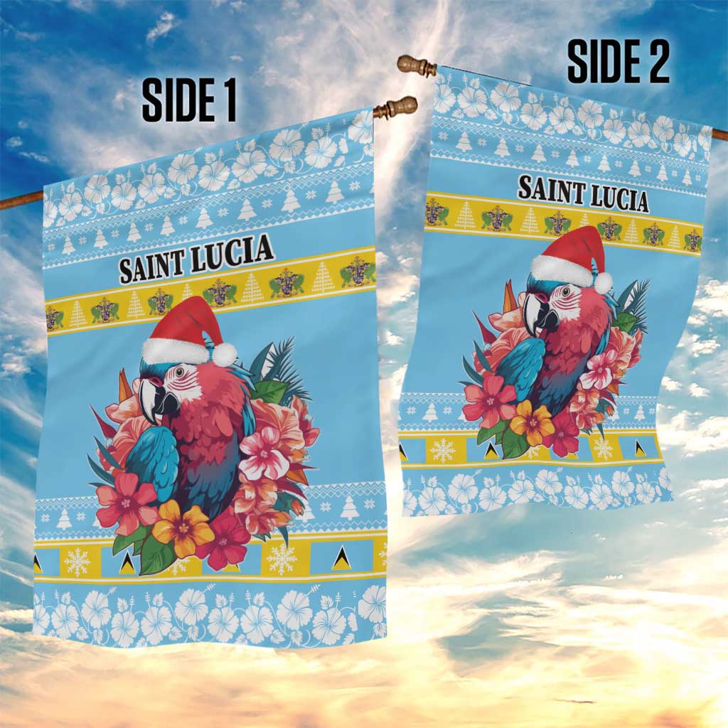 Saint Lucia Christmas Garden Flag Saint Lucian Parrot With Hibiscus Flowers - Wonder Print Shop