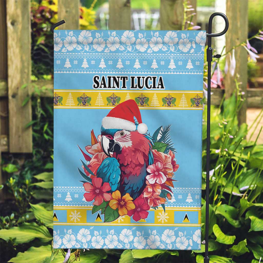 Saint Lucia Christmas Garden Flag Saint Lucian Parrot With Hibiscus Flowers - Wonder Print Shop