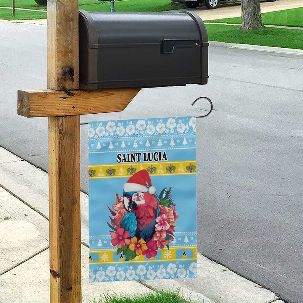 Saint Lucia Christmas Garden Flag Saint Lucian Parrot With Hibiscus Flowers - Wonder Print Shop