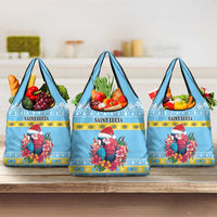 Saint Lucia Christmas Grocery Bag Saint Lucian Parrot With Hibiscus Flowers