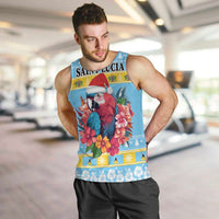 Saint Lucia Christmas Men Tank Top Saint Lucian Parrot With Hibiscus Flowers - Wonder Print Shop