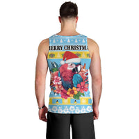 Saint Lucia Christmas Men Tank Top Saint Lucian Parrot With Hibiscus Flowers - Wonder Print Shop