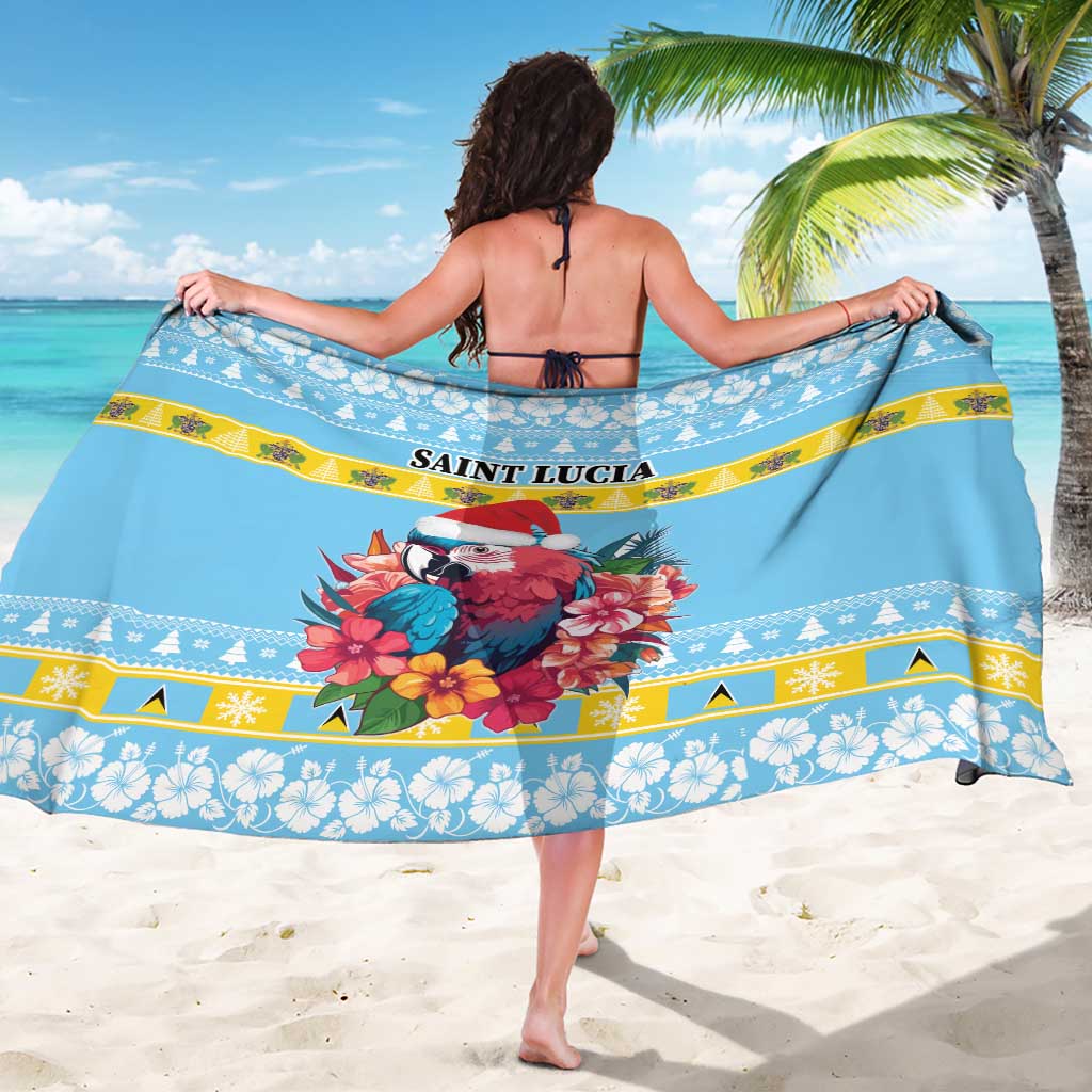 Saint Lucia Christmas Sarong Saint Lucian Parrot With Hibiscus Flowers - Wonder Print Shop