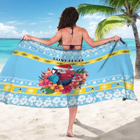 Saint Lucia Christmas Sarong Saint Lucian Parrot With Hibiscus Flowers - Wonder Print Shop
