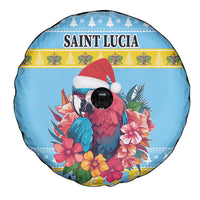 Saint Lucia Christmas Spare Tire Cover Saint Lucian Parrot With Hibiscus Flowers - Wonder Print Shop