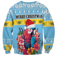 Saint Lucia Christmas Sweatshirt Saint Lucian Parrot With Hibiscus Flowers - Wonder Print Shop