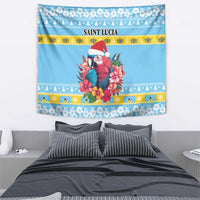 Saint Lucia Christmas Tapestry Saint Lucian Parrot With Hibiscus Flowers - Wonder Print Shop
