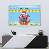 Saint Lucia Christmas Tapestry Saint Lucian Parrot With Hibiscus Flowers - Wonder Print Shop