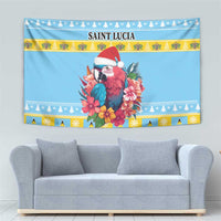 Saint Lucia Christmas Tapestry Saint Lucian Parrot With Hibiscus Flowers - Wonder Print Shop