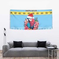 Saint Lucia Christmas Tapestry Saint Lucian Parrot With Hibiscus Flowers - Wonder Print Shop