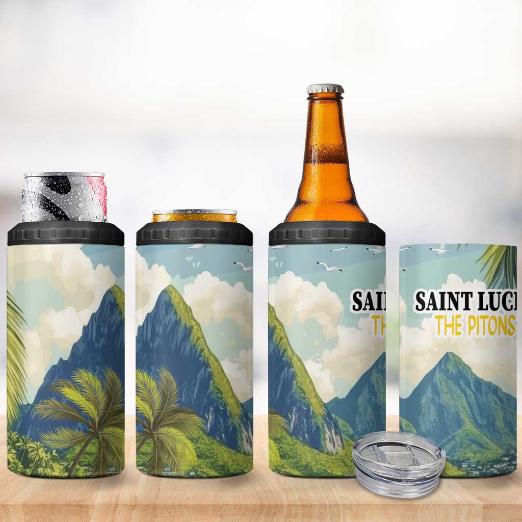 Pitons Saint Lucia 4 in 1 Can Cooler Tumbler Hibiscus Flowers - Wonder Print Shop