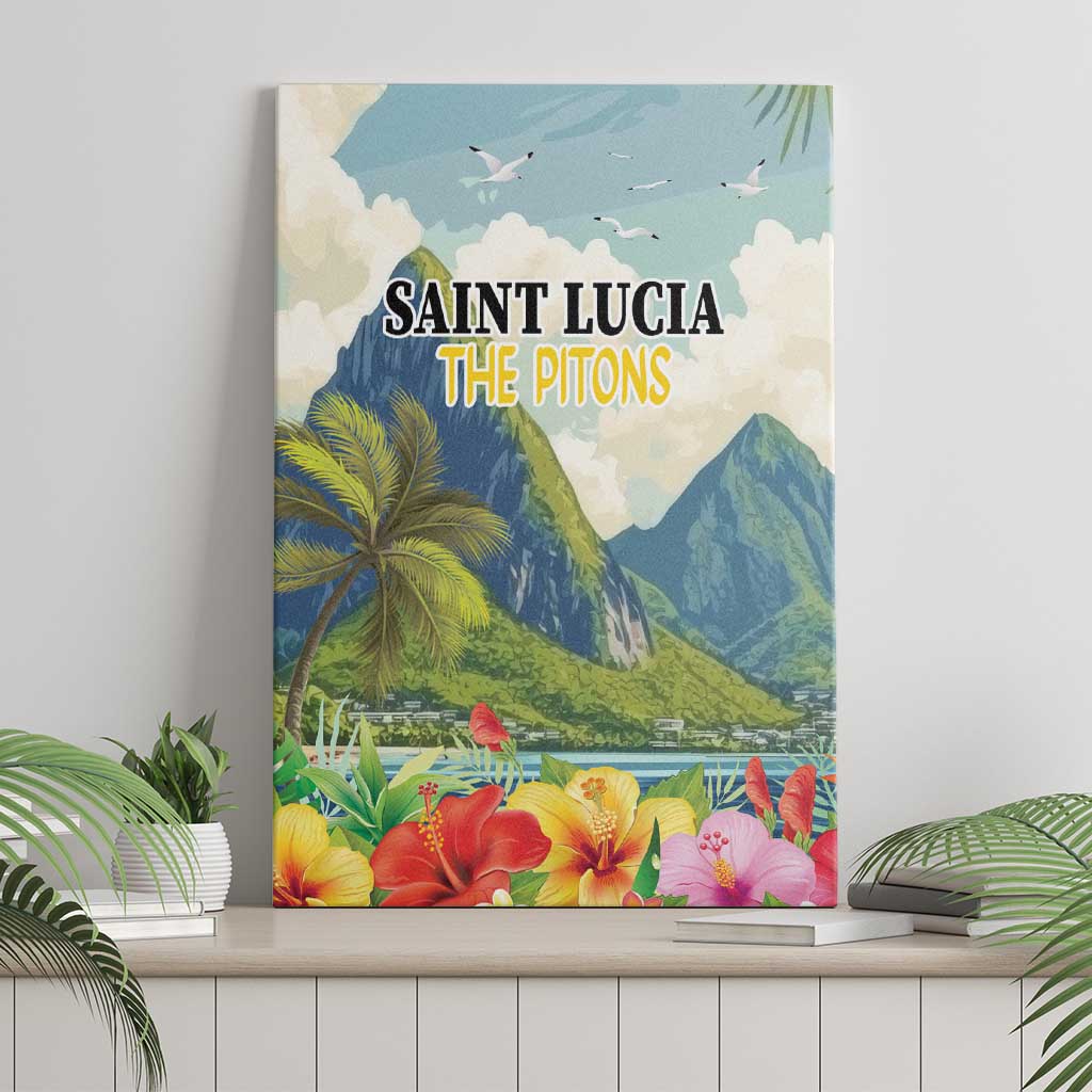 Pitons Saint Lucia Canvas Wall Art Hibiscus Flowers - Wonder Print Shop