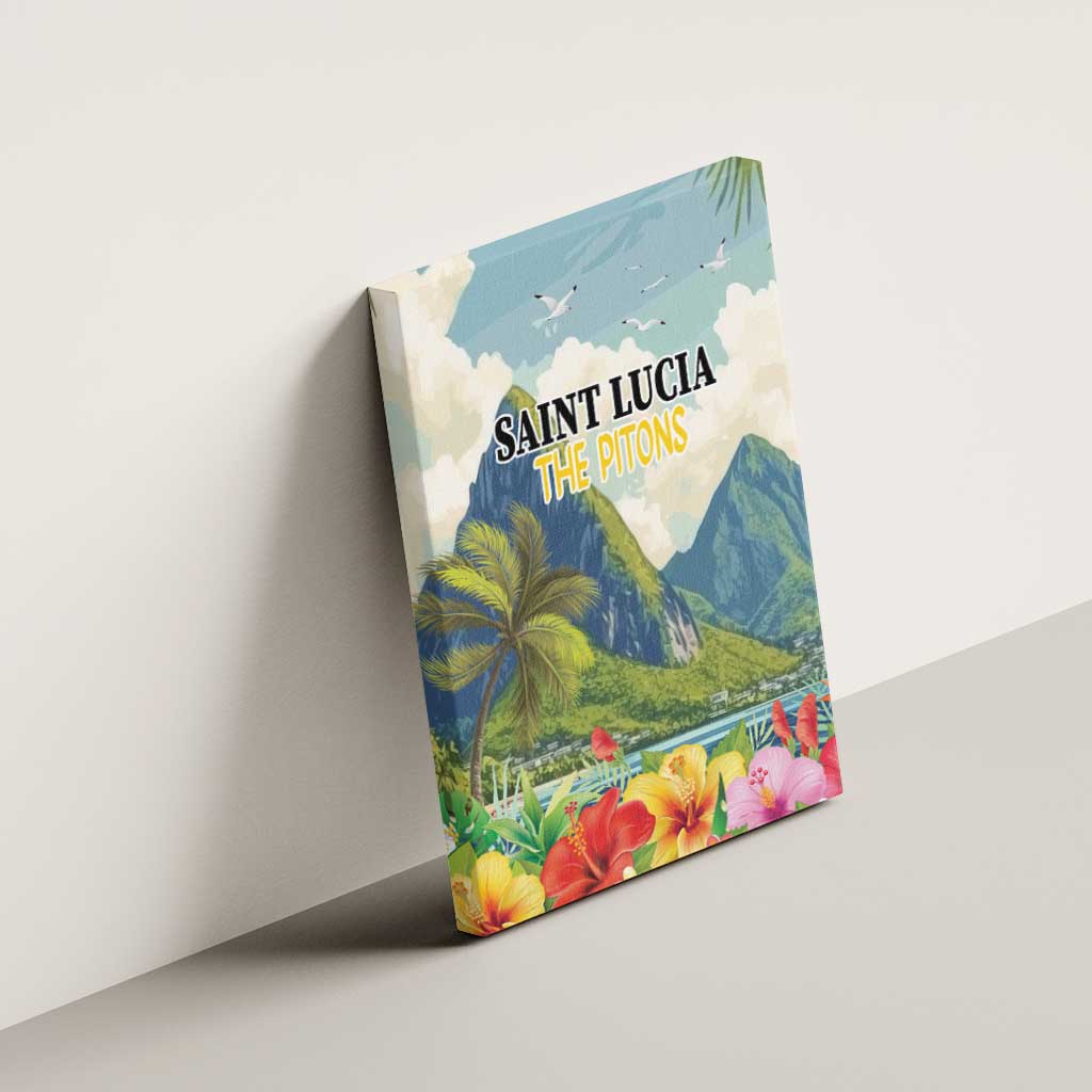 Pitons Saint Lucia Canvas Wall Art Hibiscus Flowers - Wonder Print Shop