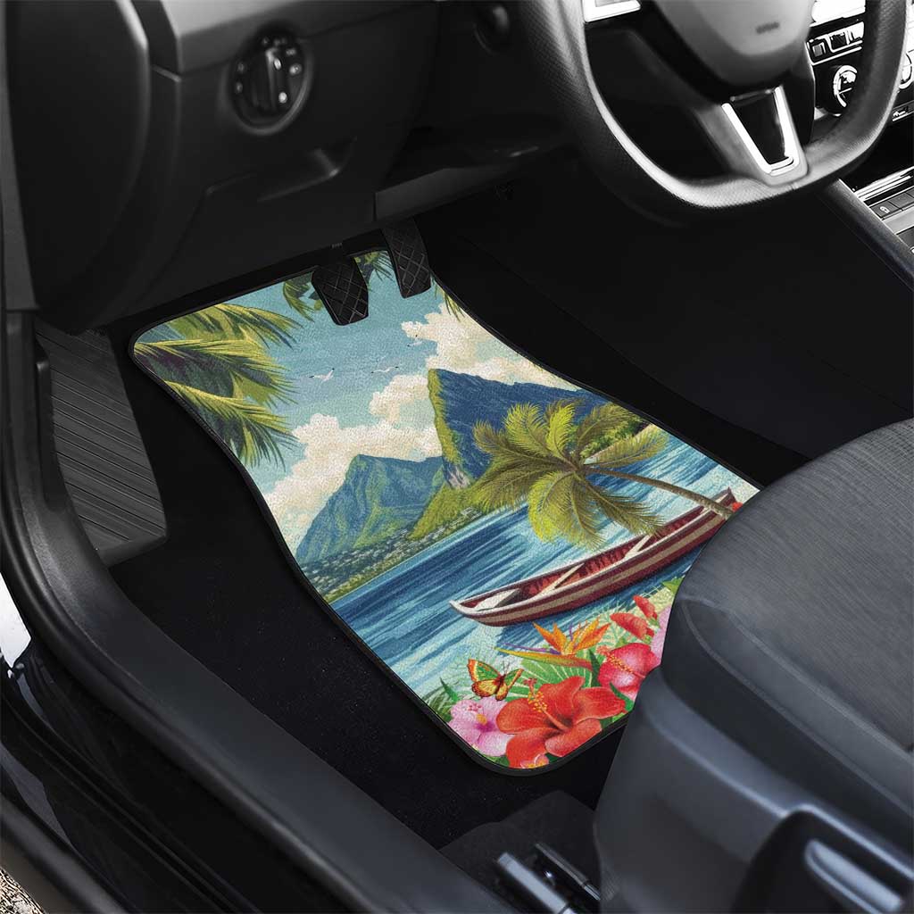 Pitons Saint Lucia Car Mats Hibiscus Flowers - Wonder Print Shop