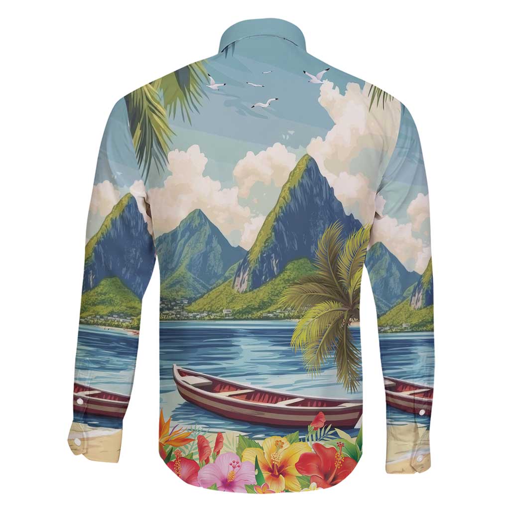 Pitons Saint Lucia Family Matching Mermaid Dress and Hawaiian Shirt Hibiscus Flowers - Wonder Print Shop