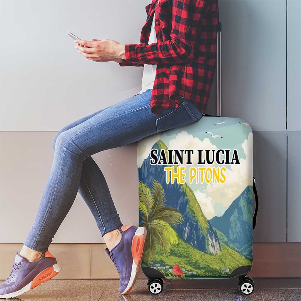 Pitons Saint Lucia Luggage Cover Hibiscus Flowers - Wonder Print Shop