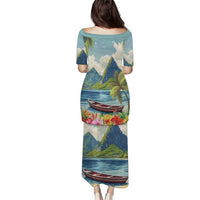 Pitons Saint Lucia Puletasi Hibiscus Flowers - Wonder Print Shop