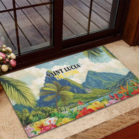 Pitons Saint Lucia Rubber Doormat Hibiscus Flowers - Wonder Print Shop
