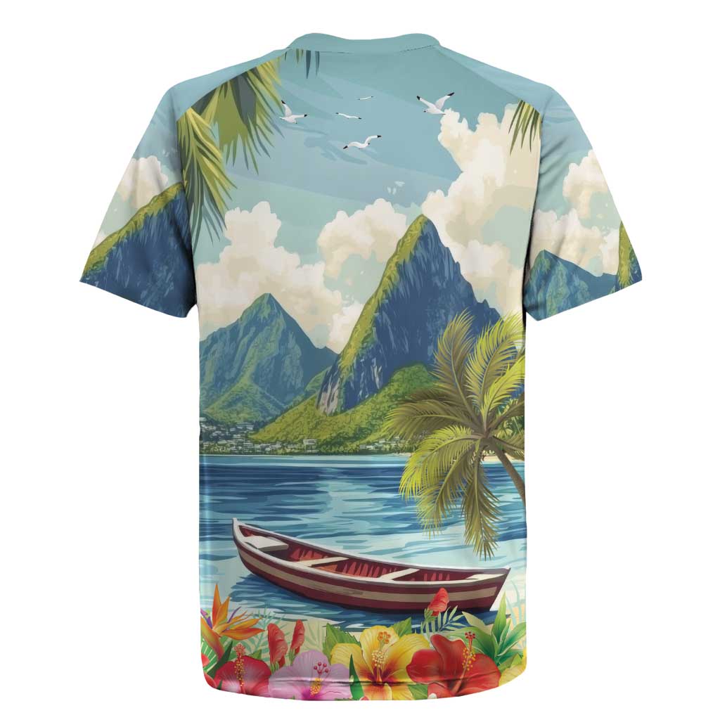 Pitons Saint Lucia Rugby Jersey Hibiscus Flowers - Wonder Print Shop