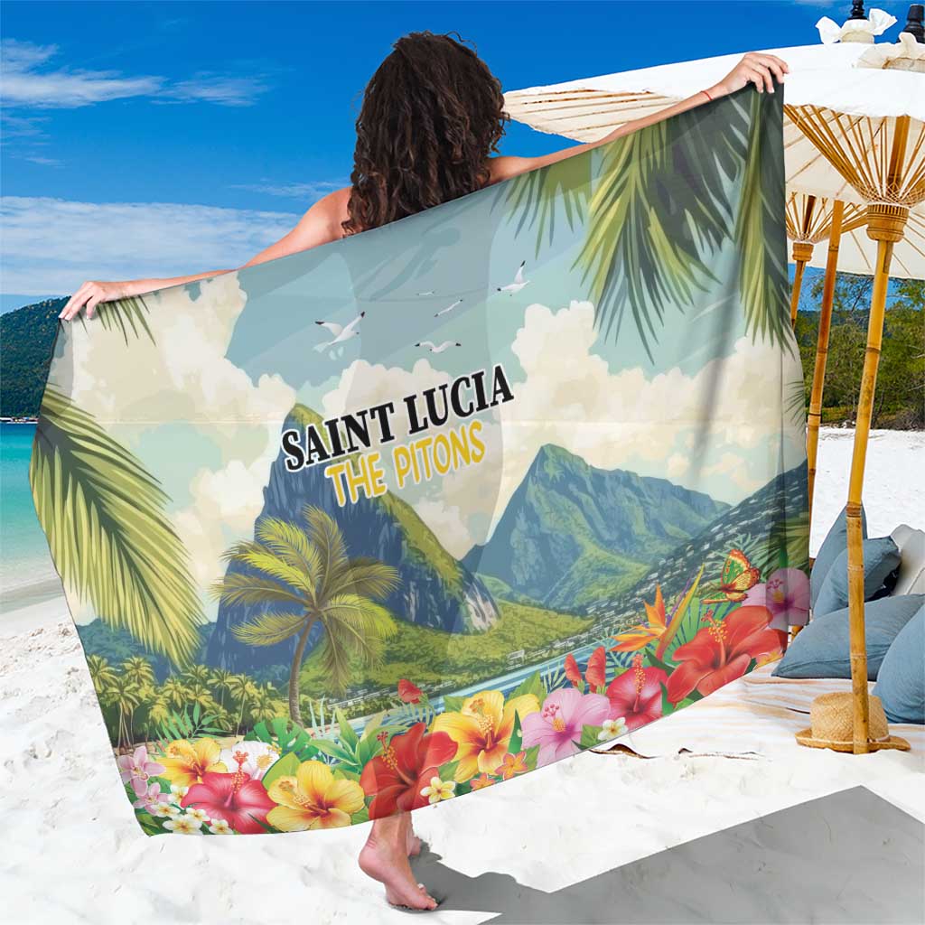 Pitons Saint Lucia Sarong Hibiscus Flowers - Wonder Print Shop
