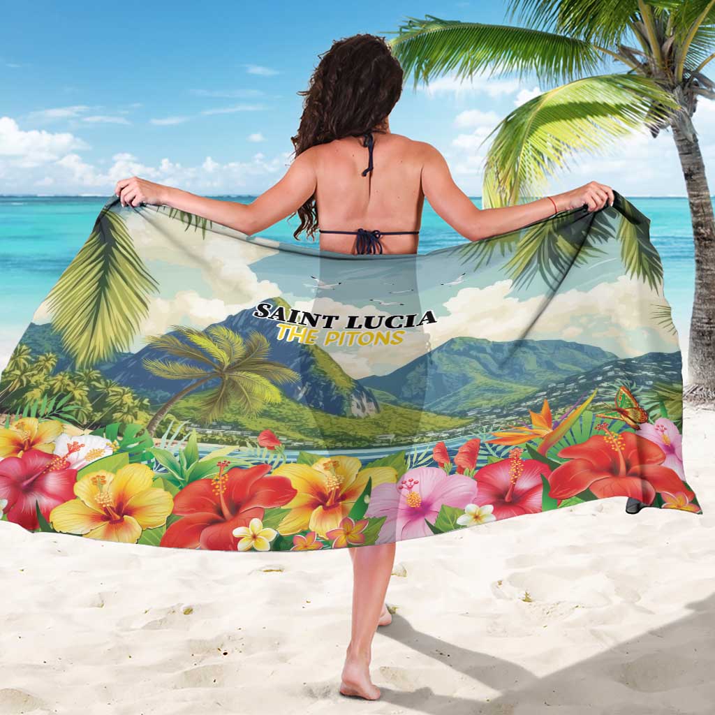Pitons Saint Lucia Sarong Hibiscus Flowers - Wonder Print Shop