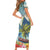 Pitons Saint Lucia Short Sleeve Bodycon Dress Hibiscus Flowers - Wonder Print Shop