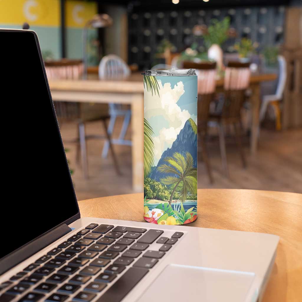 Pitons Saint Lucia Skinny Tumbler Hibiscus Flowers - Wonder Print Shop