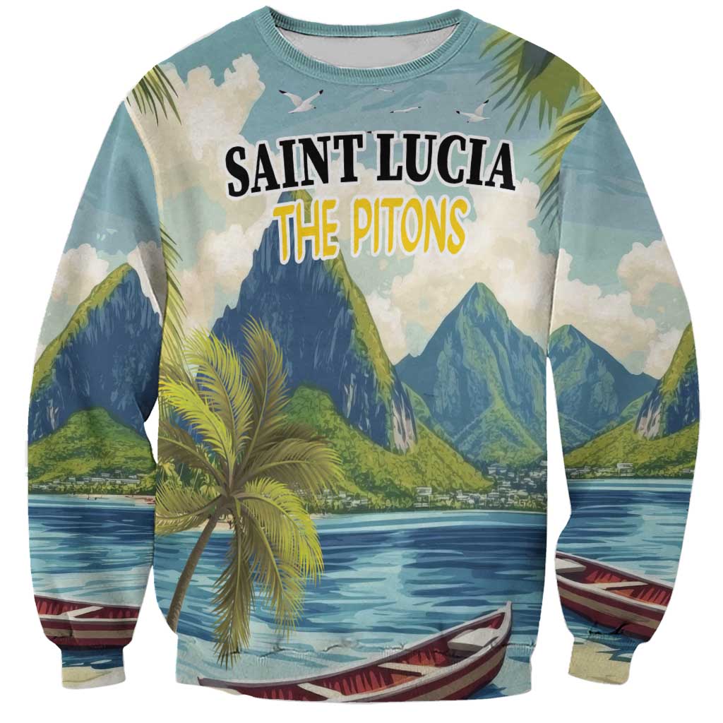 Pitons Saint Lucia Sweatshirt Hibiscus Flowers - Wonder Print Shop