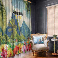 Pitons Saint Lucia Window Curtain Hibiscus Flowers - Wonder Print Shop