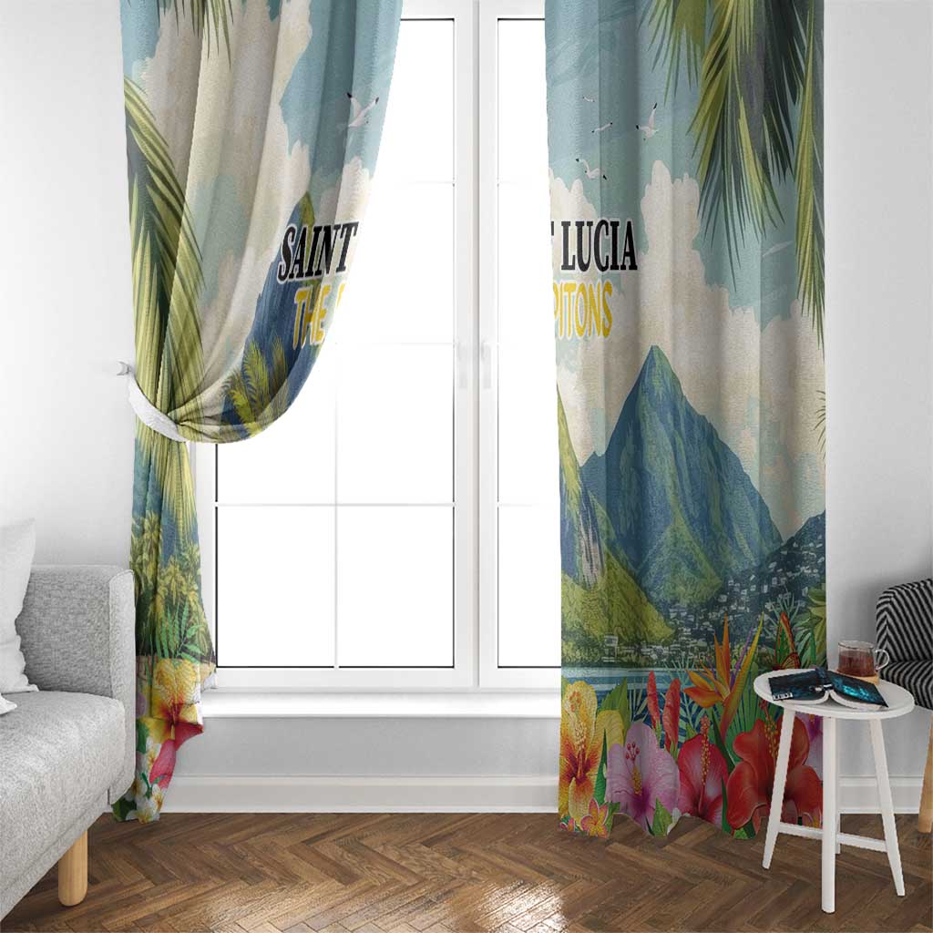 Pitons Saint Lucia Window Curtain Hibiscus Flowers - Wonder Print Shop