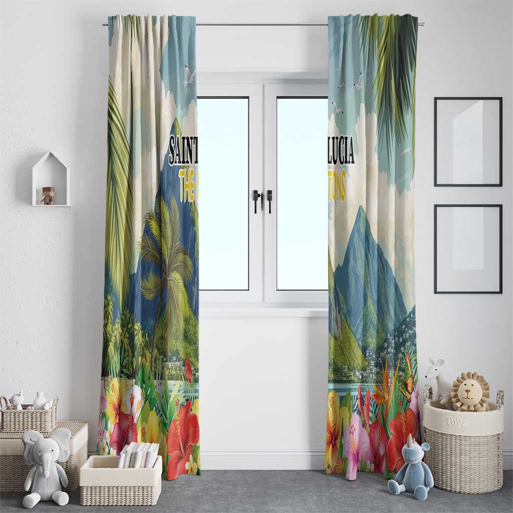 Pitons Saint Lucia Window Curtain Hibiscus Flowers - Wonder Print Shop