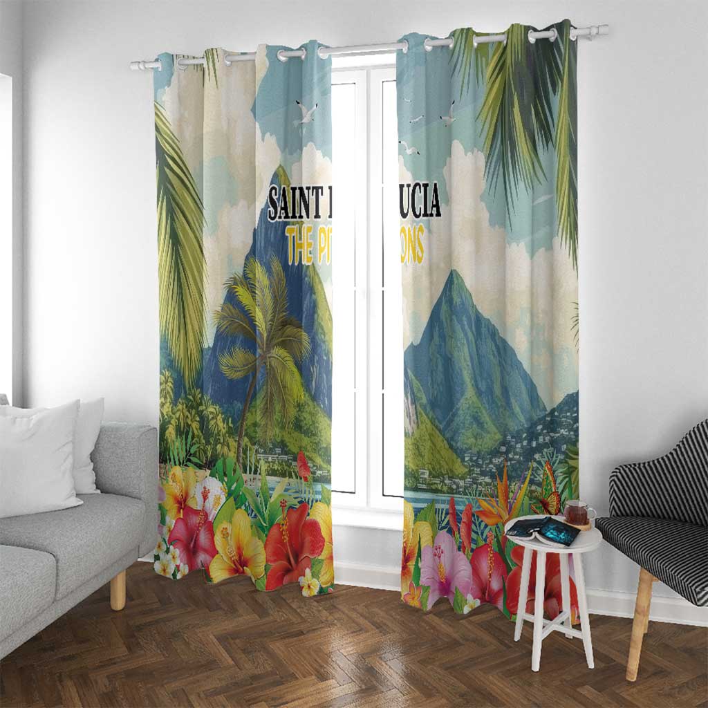 Pitons Saint Lucia Window Curtain Hibiscus Flowers - Wonder Print Shop