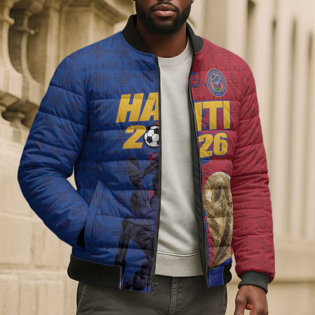 Custom Afro-Haitians Football Bomber Puffer Jacket Les Grenadiers 2026 World Football - Wonder Print Shop