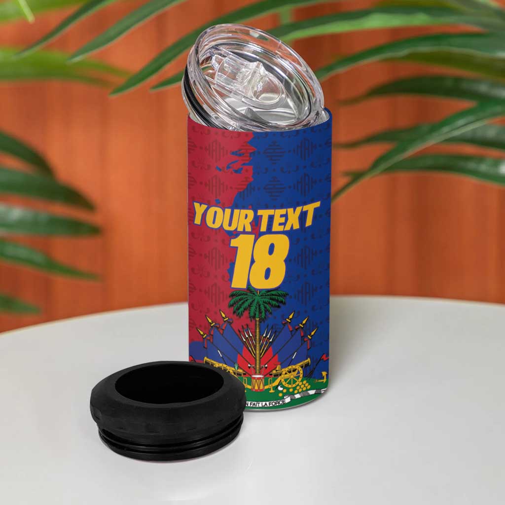 Custom Afro-Haitians Football 4 in 1 Can Cooler Tumbler Les Grenadiers 2026 World Football - Wonder Print Shop