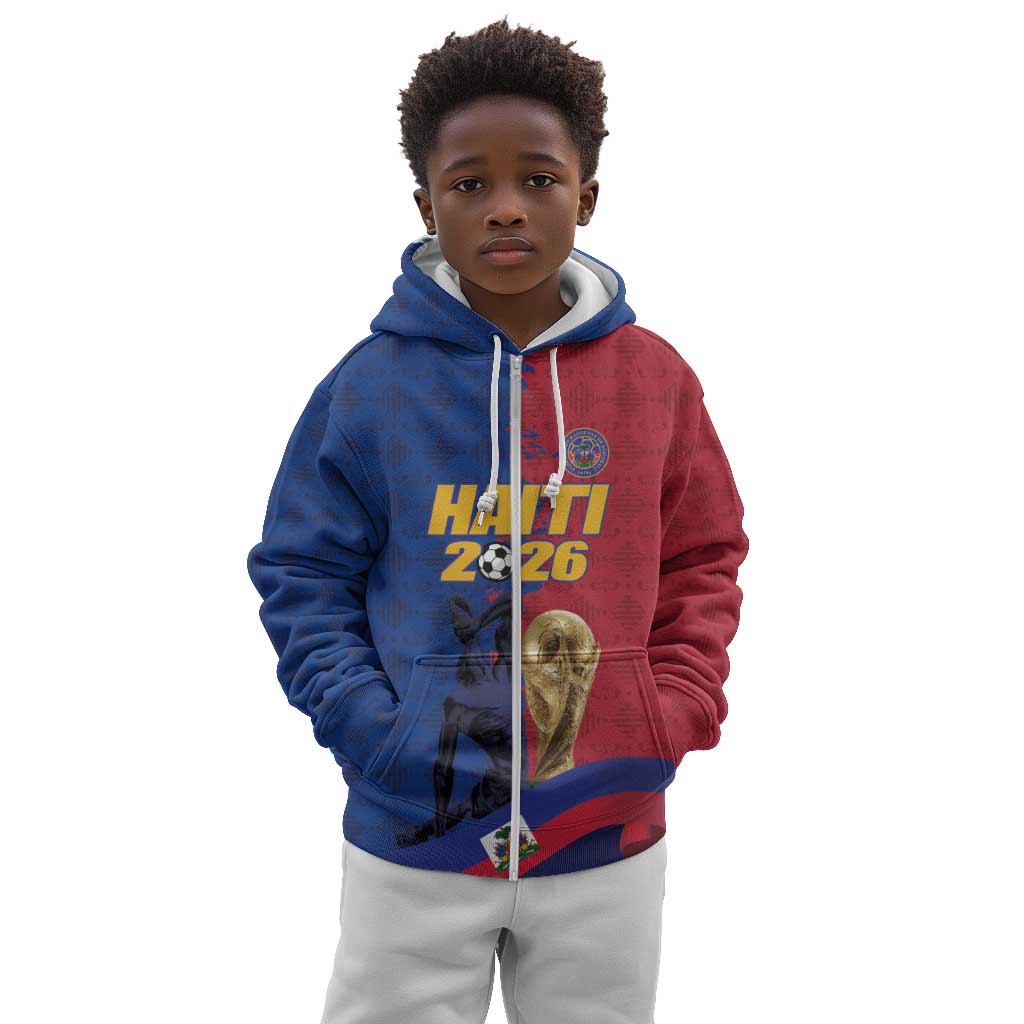 Custom Afro-Haitians Football Kid Hoodie Les Grenadiers 2026 World Football - Wonder Print Shop