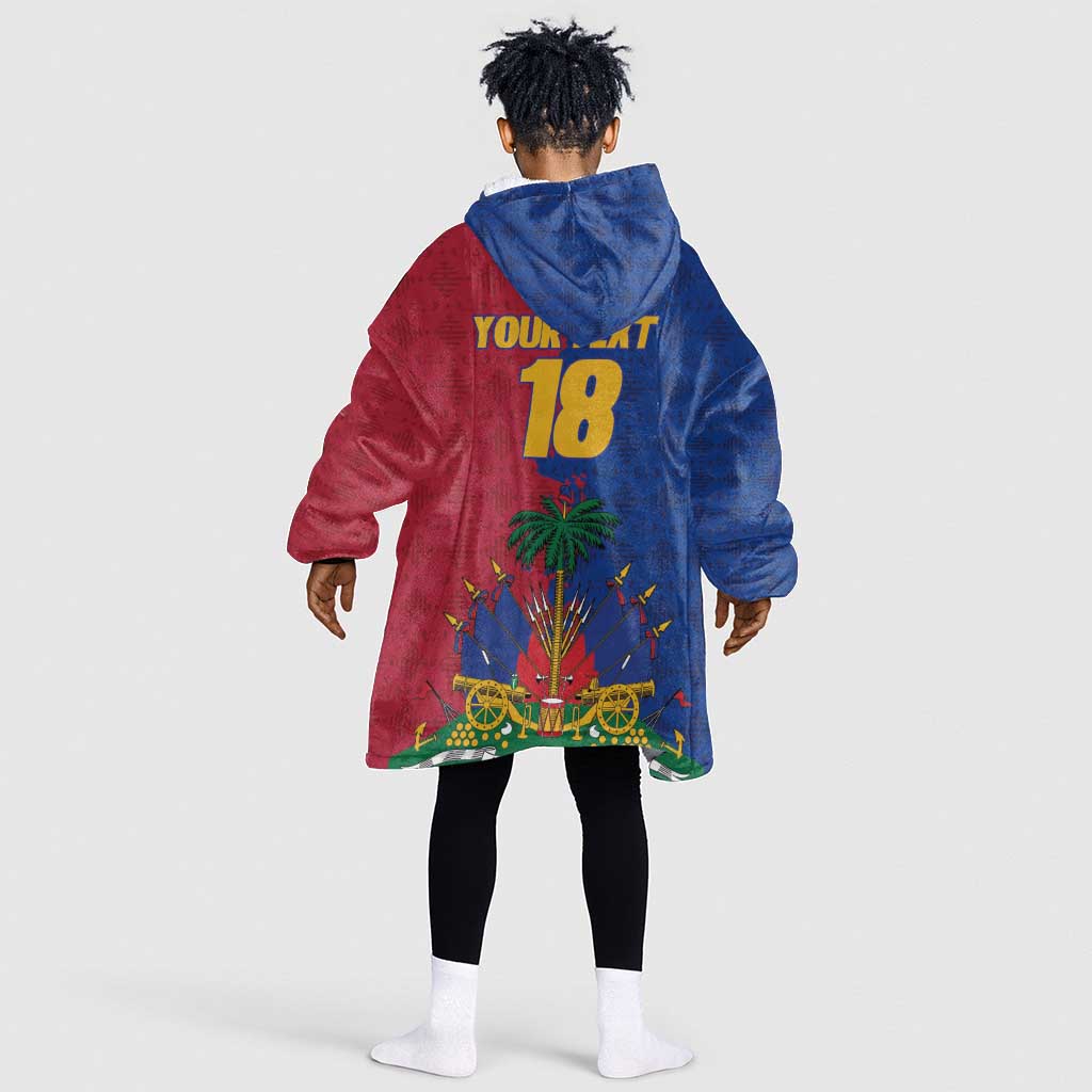 Custom Afro-Haitians Football Kid Wearable Blanket Hoodie Les Grenadiers 2026 World Football - Wonder Print Shop