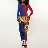 Custom Afro-Haitians Football Long Sleeve Bodycon Dress Les Grenadiers 2026 World Football - Wonder Print Shop