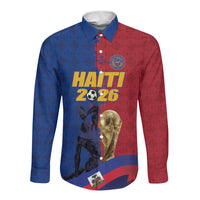 Custom Afro-Haitians Football Long Sleeve Button Shirt Les Grenadiers 2026 World Football - Wonder Print Shop