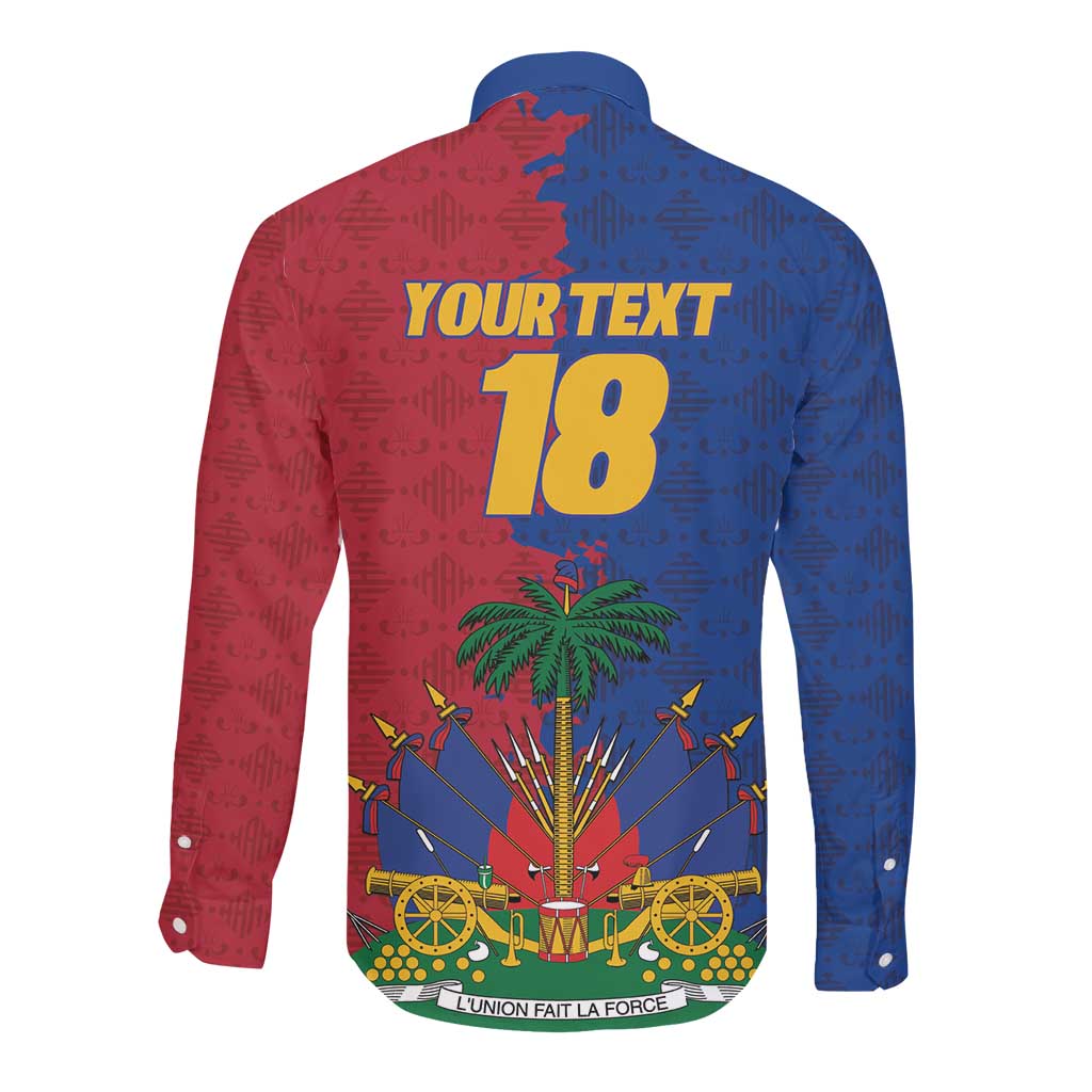 Custom Afro-Haitians Football Long Sleeve Button Shirt Les Grenadiers 2026 World Football - Wonder Print Shop