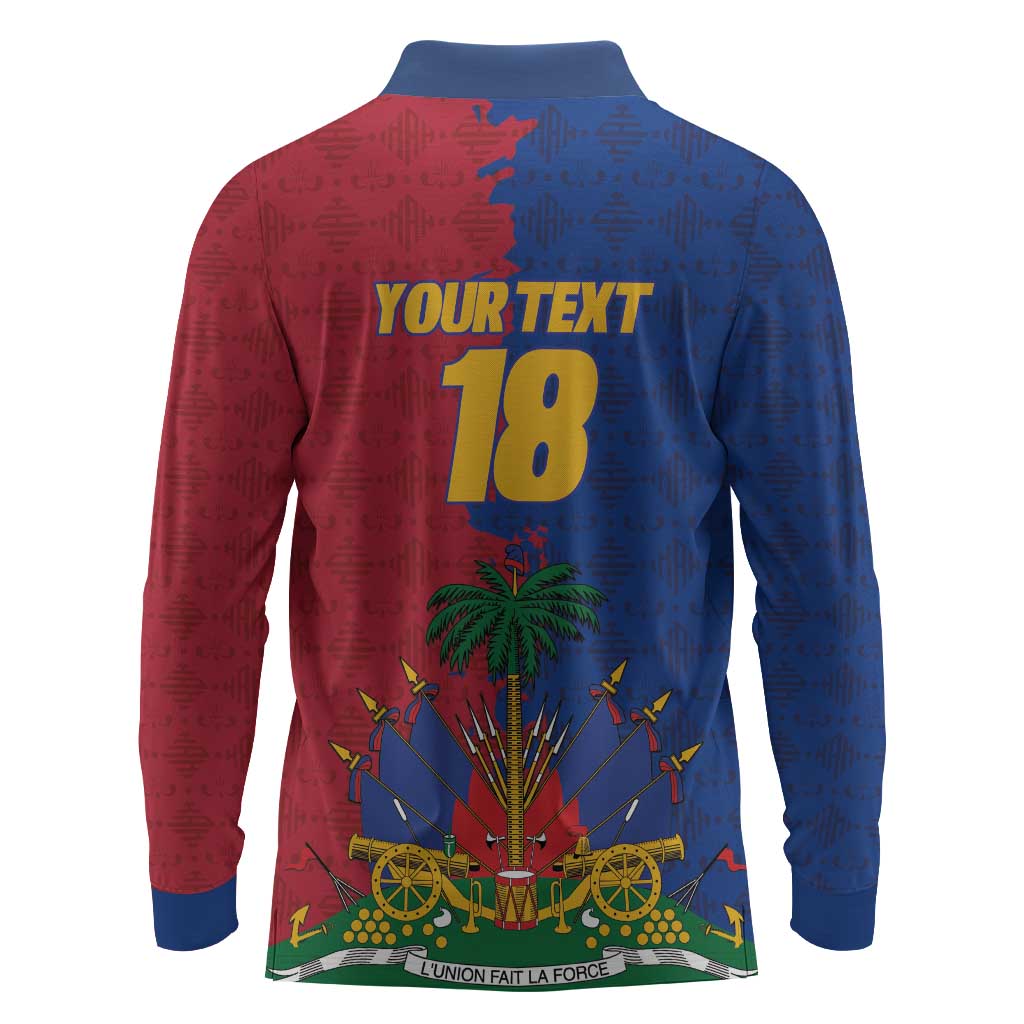 Custom Afro-Haitians Football Long Sleeve Polo Shirt Les Grenadiers 2026 World Football - Wonder Print Shop