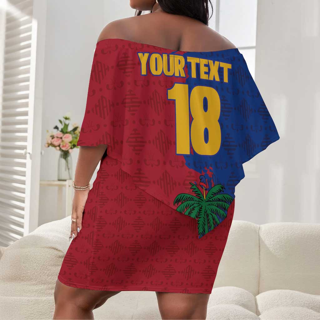 Custom Afro-Haitians Football Off Shoulder Short Dress Les Grenadiers 2026 World Football - Wonder Print Shop
