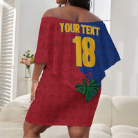 Custom Afro-Haitians Football Off Shoulder Short Dress Les Grenadiers 2026 World Football - Wonder Print Shop