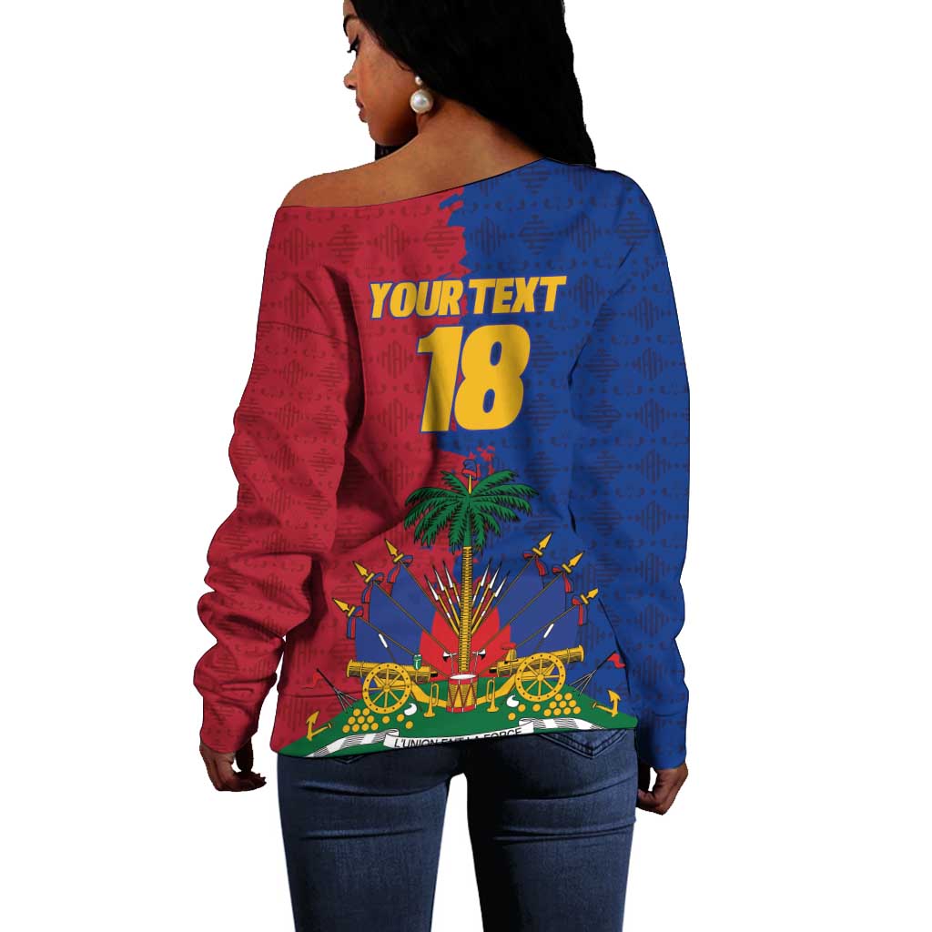 Custom Afro-Haitians Football Off Shoulder Sweater Les Grenadiers 2026 World Football - Wonder Print Shop