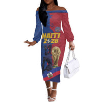 Custom Afro-Haitians Football Off The Shoulder Long Sleeve Dress Les Grenadiers 2026 World Football - Wonder Print Shop