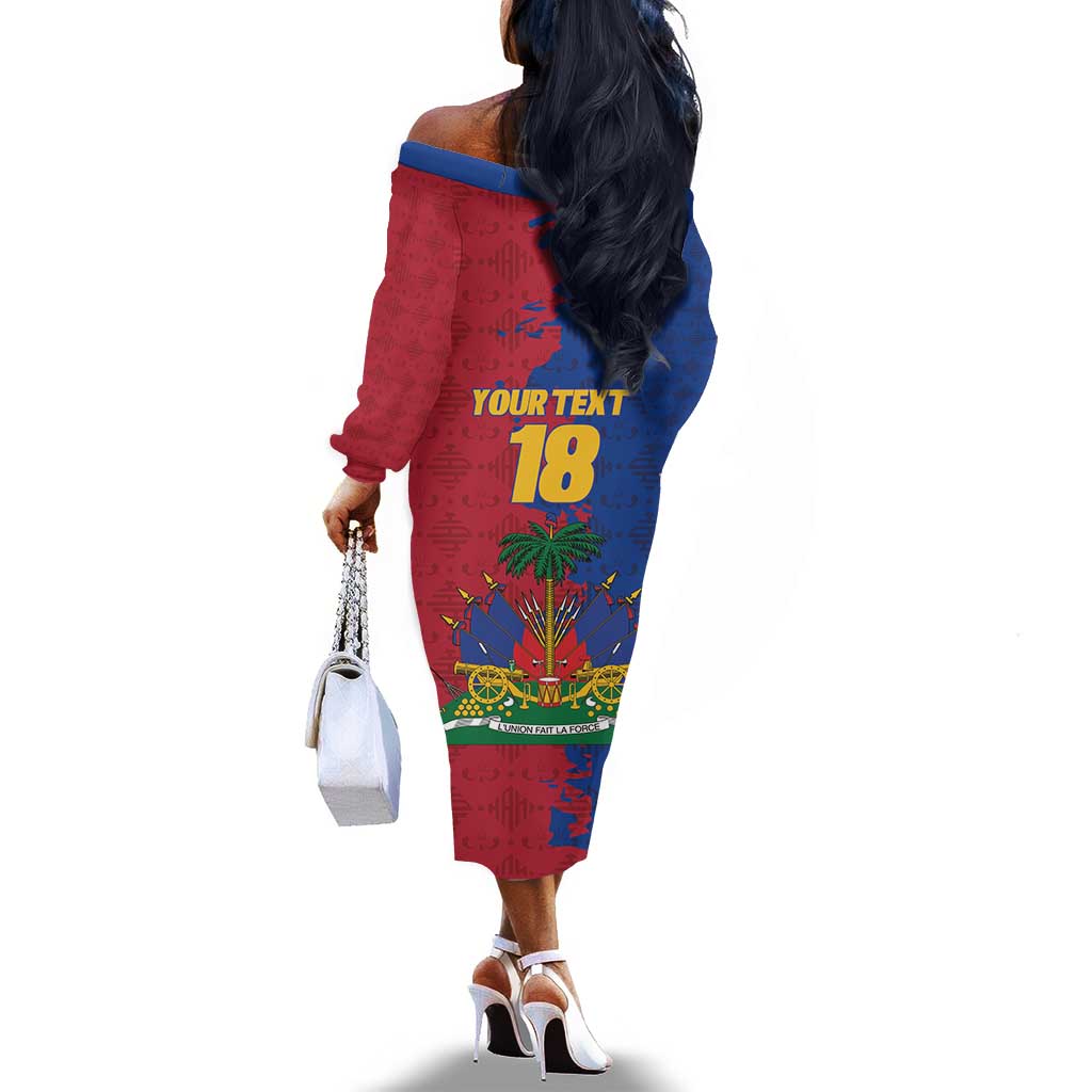 Custom Afro-Haitians Football Off The Shoulder Long Sleeve Dress Les Grenadiers 2026 World Football - Wonder Print Shop