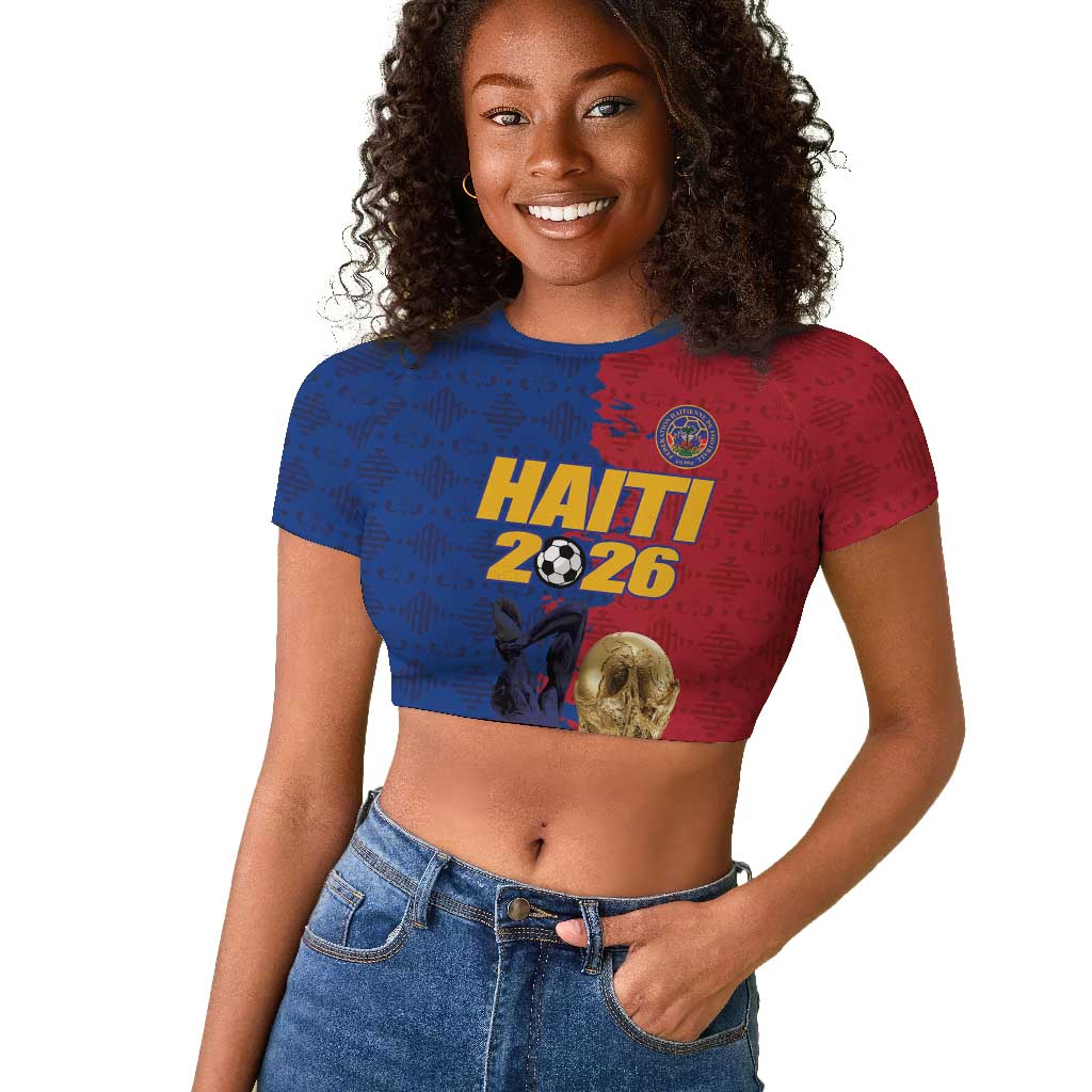 Custom Afro-Haitians Football Raglan Cropped T shirt Les Grenadiers 2026 World Football - Wonder Print Shop