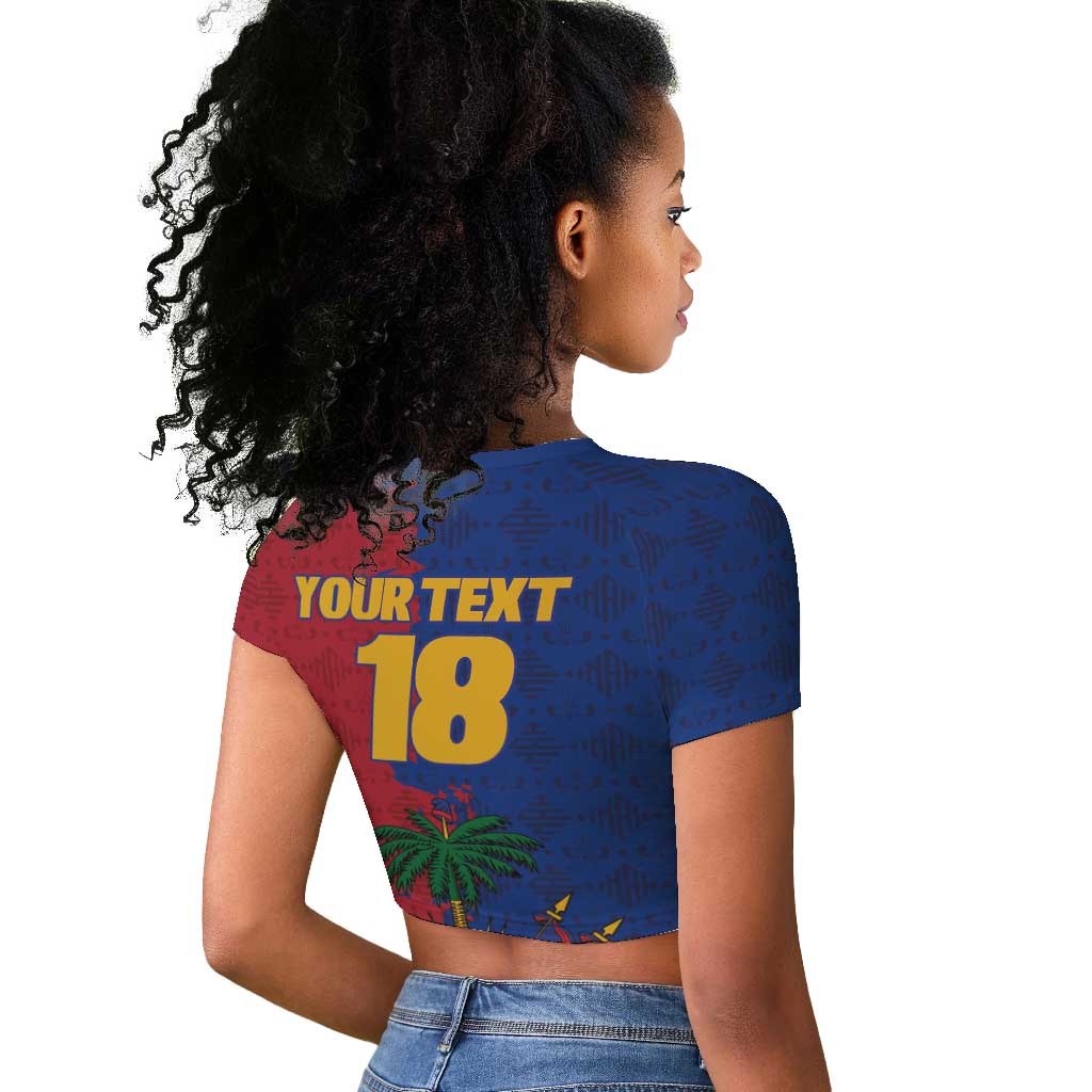 Custom Afro-Haitians Football Raglan Cropped T shirt Les Grenadiers 2026 World Football - Wonder Print Shop