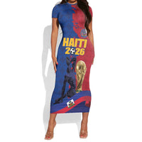 Custom Afro-Haitians Football Short Sleeve Bodycon Dress Les Grenadiers 2026 World Football - Wonder Print Shop